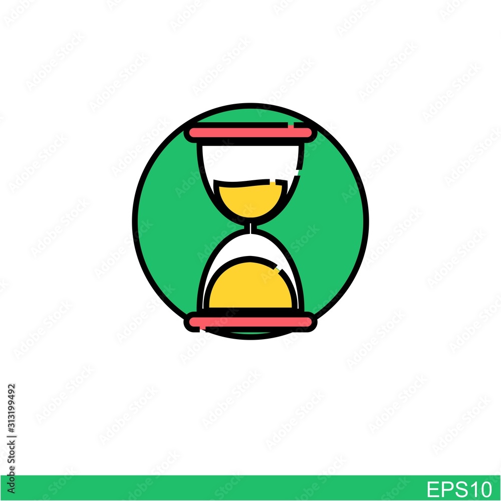 Hourglass icon with white background. Vector illustration