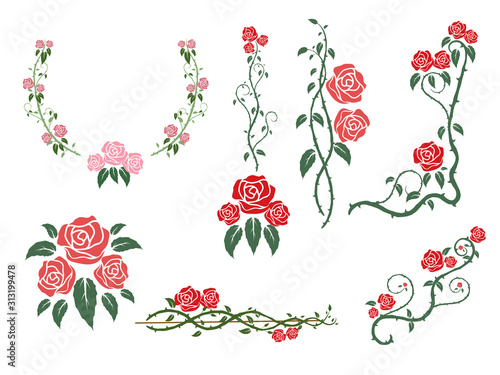 rose flower frame border vector illustration background