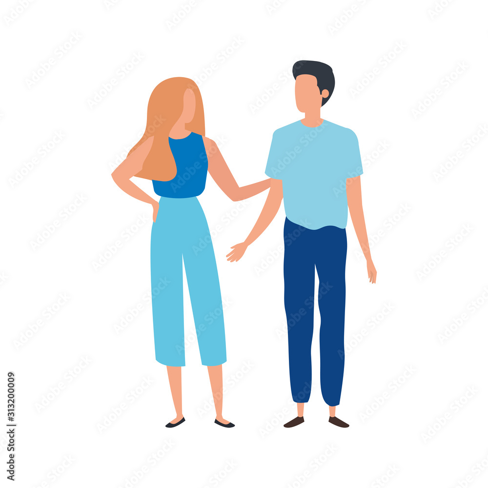 Fototapeta premium young couple avatar character icons