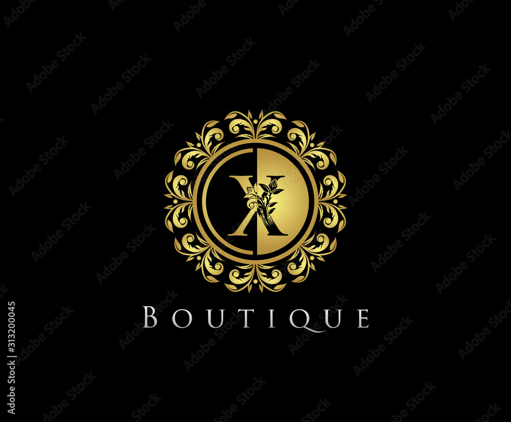 Golden X Boutique Logo Icon, Luxury X Letter Logo Design. Golden X Boutique Logo Icon, Luxury X Letter Logo Design.