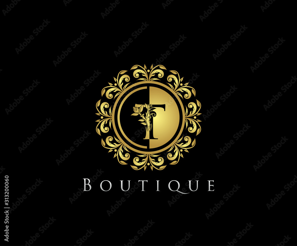 Golden T Boutique Logo Icon, Luxury T Letter Logo Design. Golden T Boutique Logo Icon, Luxury T Letter Logo Design.