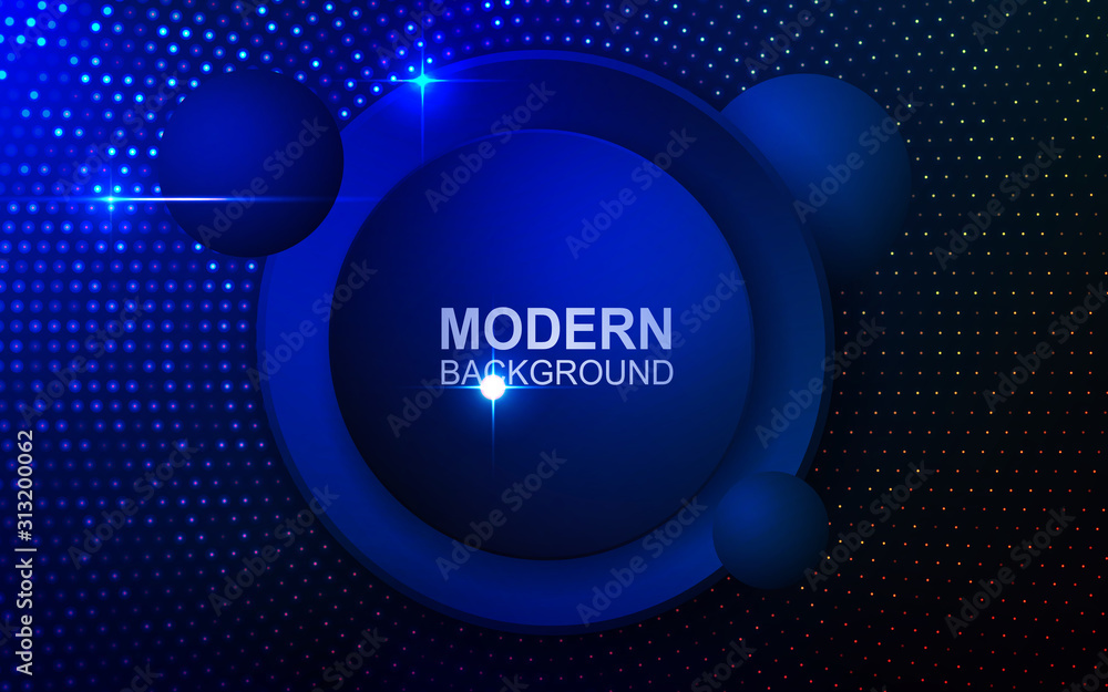 Dark blue background with a round frame with a rim and with sparkling mosaic Dark blue background with a round frame with a rim and with sparkling mosaic