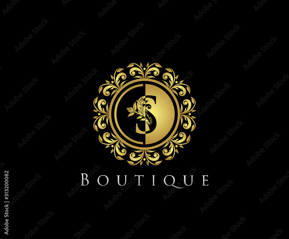 Golden S Boutique Logo Icon, Luxury S Letter Logo Design. Golden S Boutique Logo Icon, Luxury S Letter Logo Design.