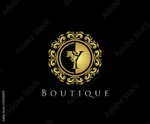 Golden Y Boutique Logo Icon  Luxury Y Letter Logo Design.