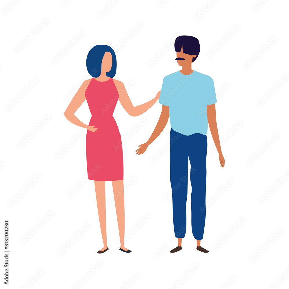 young couple avatar character icons young couple avatar character icons
