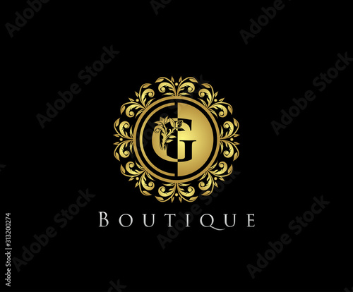 Golden G Boutique Logo Icon, Luxury G Letter Logo Design.