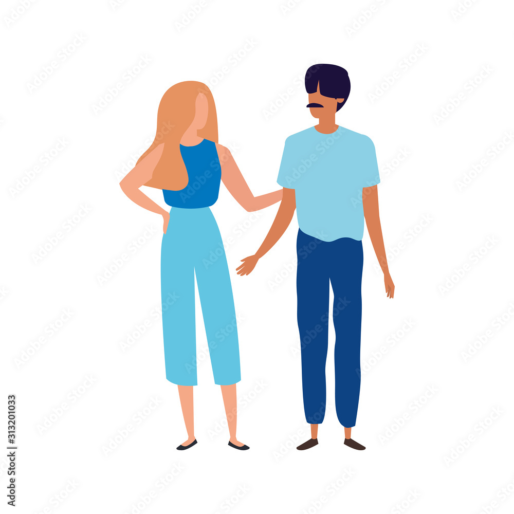 Fototapeta premium young couple avatar character icons