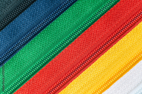 Close-up zippers, isolated on white background
