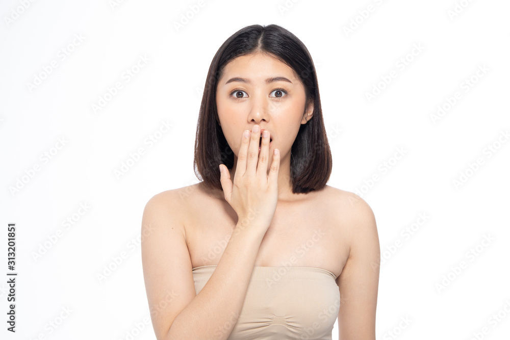 Beautiful Young Asian Woman short hair with Clean Fresh Skin. Face care, Facial treatment, Cosmetology, beauty and healthy skin and cosmetic ideas concept. Beautiful Young Asian Woman short hair with Clean Fresh Skin. Face care, Facial treatment, Cosmetology, beauty and healthy skin and cosmetic ideas concept.