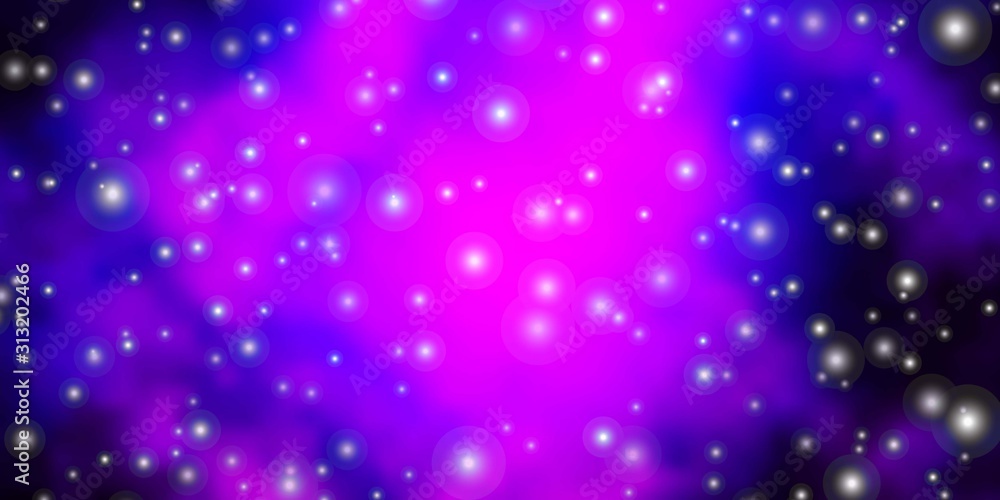 Obraz premium Dark Purple vector background with colorful stars. Colorful illustration in abstract style with gradient stars. Theme for cell phones.