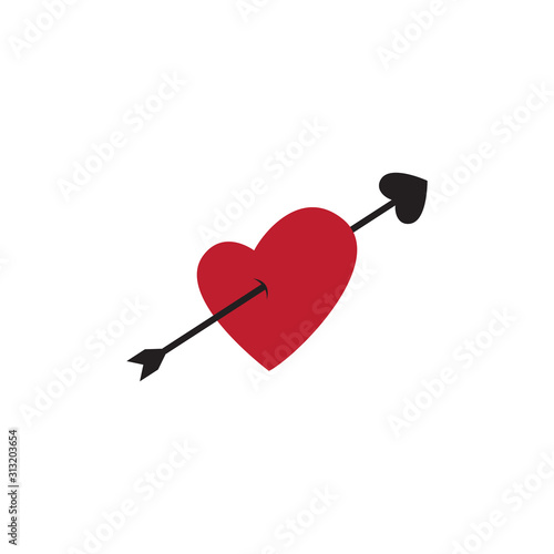 Arrow heart icon. Red Love line sign. Valentines day symbol isolated on white background. Vector illustration. romance elements.