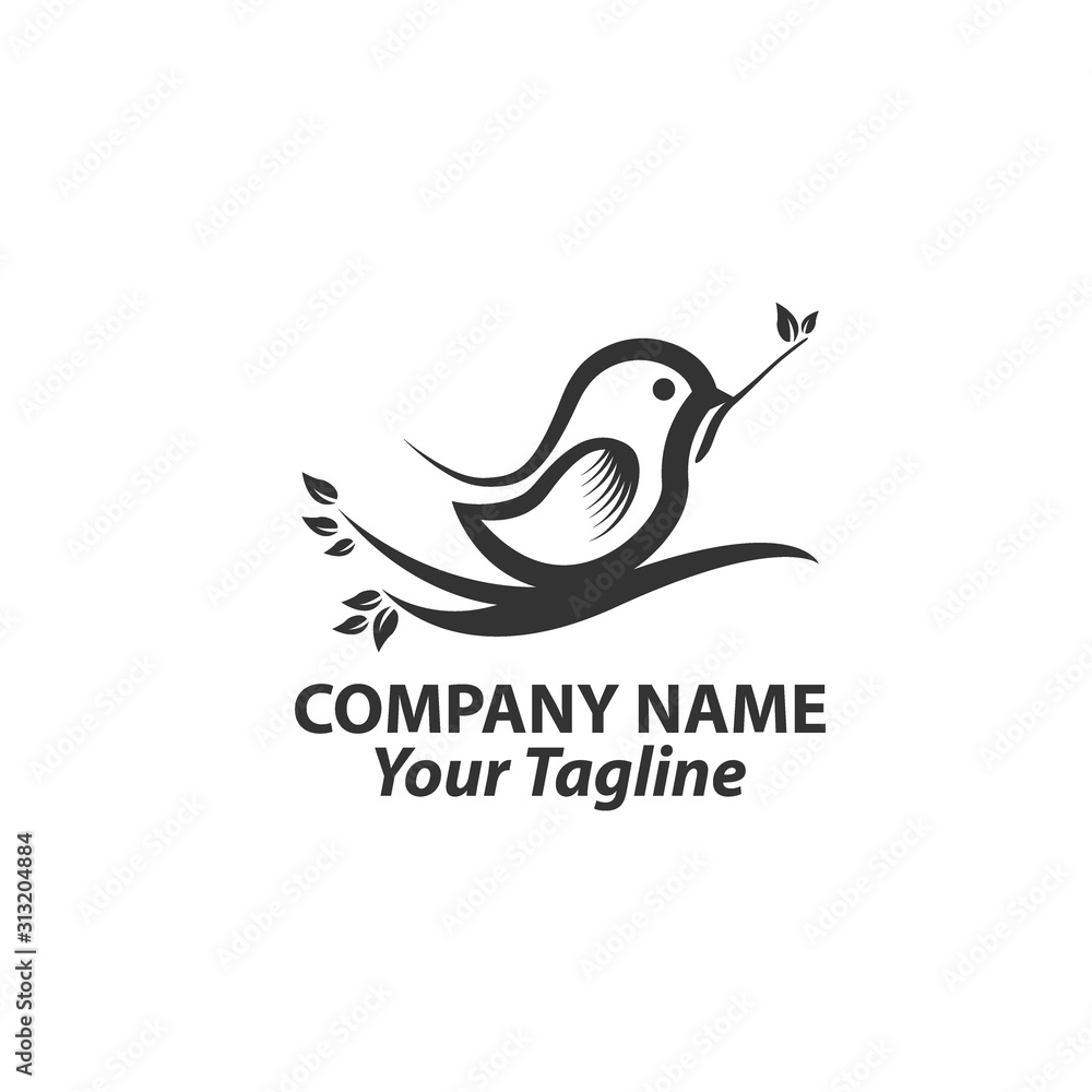 Fototapeta premium humming bird logo isolated on white background for your web and mobile app design , colorful vector icon, brand sign & symbol for your business, humming bird icon concept