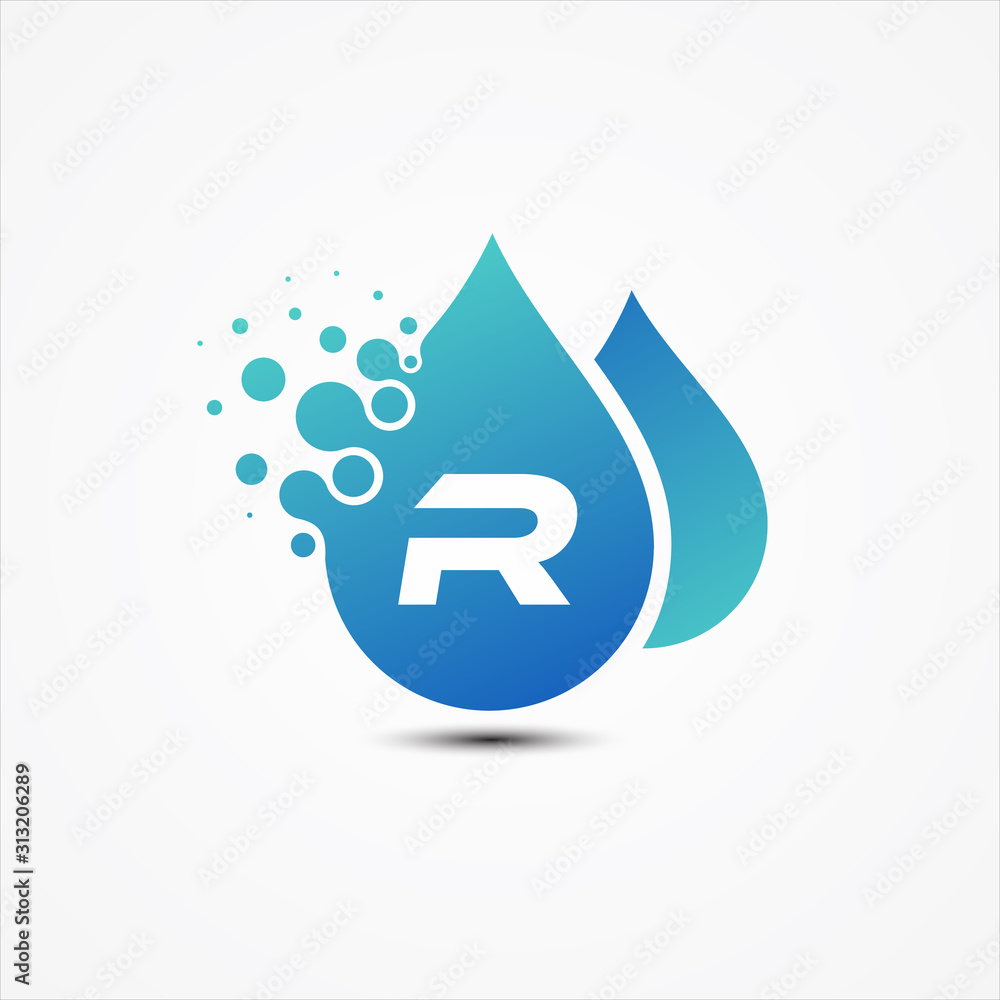 Droplet vector design with letter R symbol design minimalist