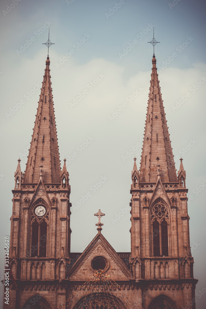 Sacred Heart Cathedral.  Gothic Revival Roman Catholic cathedral landmark  in Guangzhou, China . top old architecture must visit. destination to go