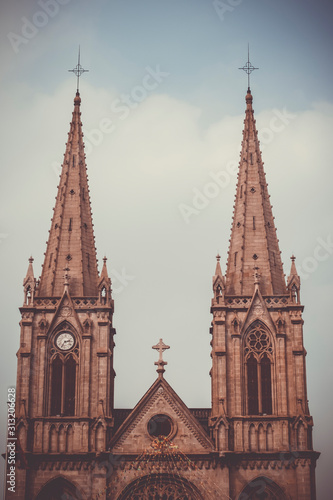 Sacred Heart Cathedral. Gothic Revival Roman Catholic cathedral landmark in Guangzhou, China . top old architecture must visit. destination to go