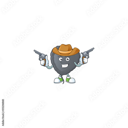 Confident black love balloon Cowboy cartoon character holding guns