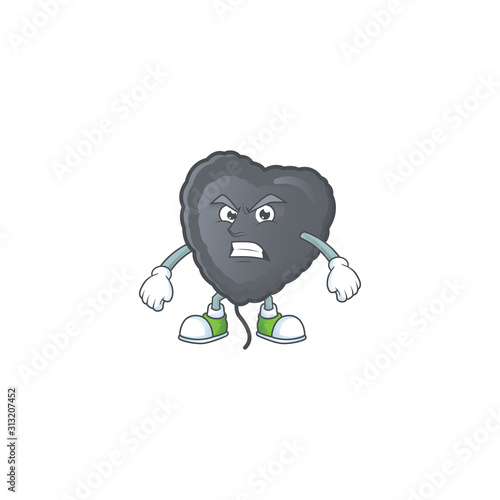 cartoon character of black love balloon with angry face