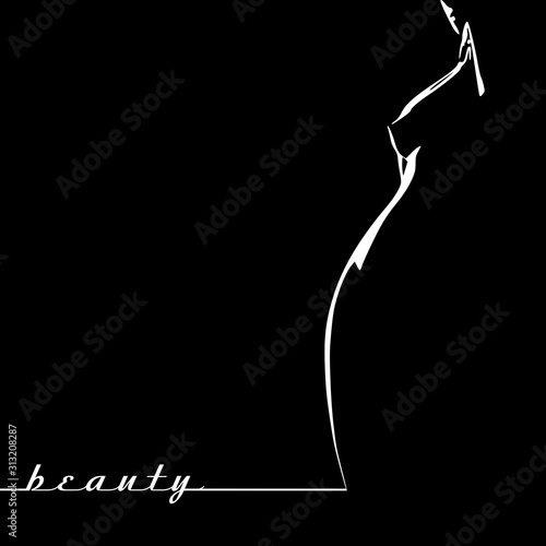 Beautiful sexy fitness girl. Pretty fit woman silhouette