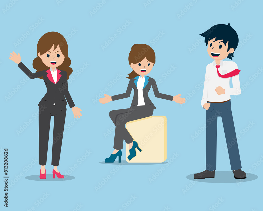 Fototapeta premium Salary Man 01 are Talk to colleagues and colleagues who are close, fun and friendly. Happy Office