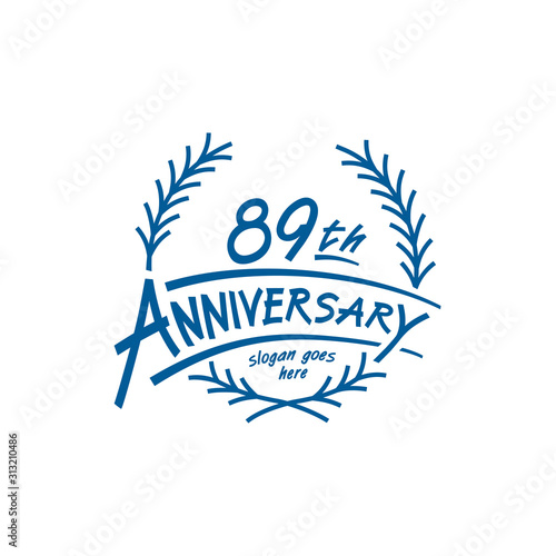 89 years design template. Eighty ninth years logo. Vector and illustration.  photo
