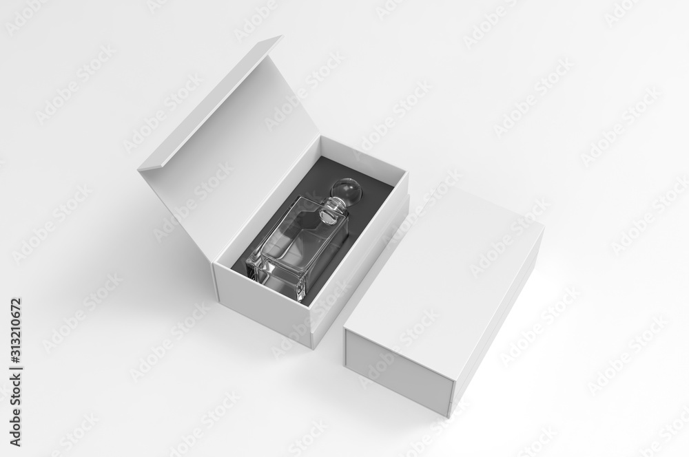Whiskey decanter bottle Gift Box for branding and mock up. 3d render illustration. Whiskey decanter bottle Gift Box for branding and mock up. 3d render illustration.