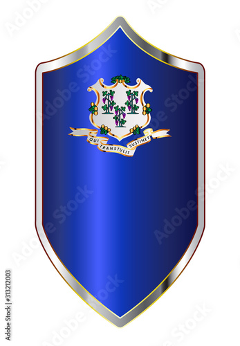 Connecticut State Flag On A Crusader Style Shield