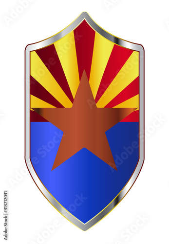 Arizona State Flag On A Crusader Style Shield