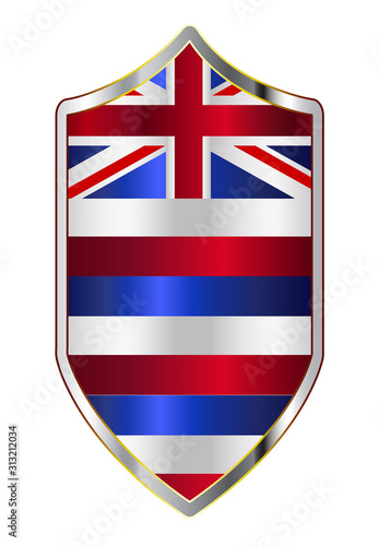 Hawaii State Flag On A Crusader Style Shield