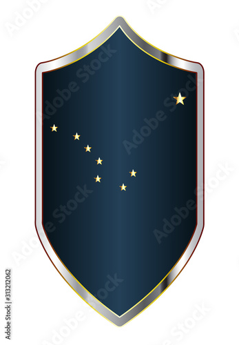 Alaska State Flag On A Crusader Style Shield