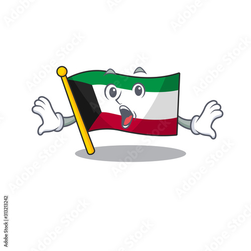 Flag kuwait cartoon character design on a surprised gesture