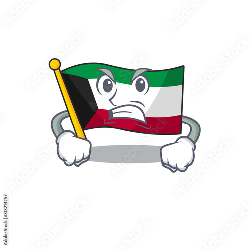 Flag kuwait cartoon character design having angry face