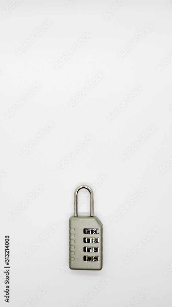 A Code Key Lock on Isolated white Background