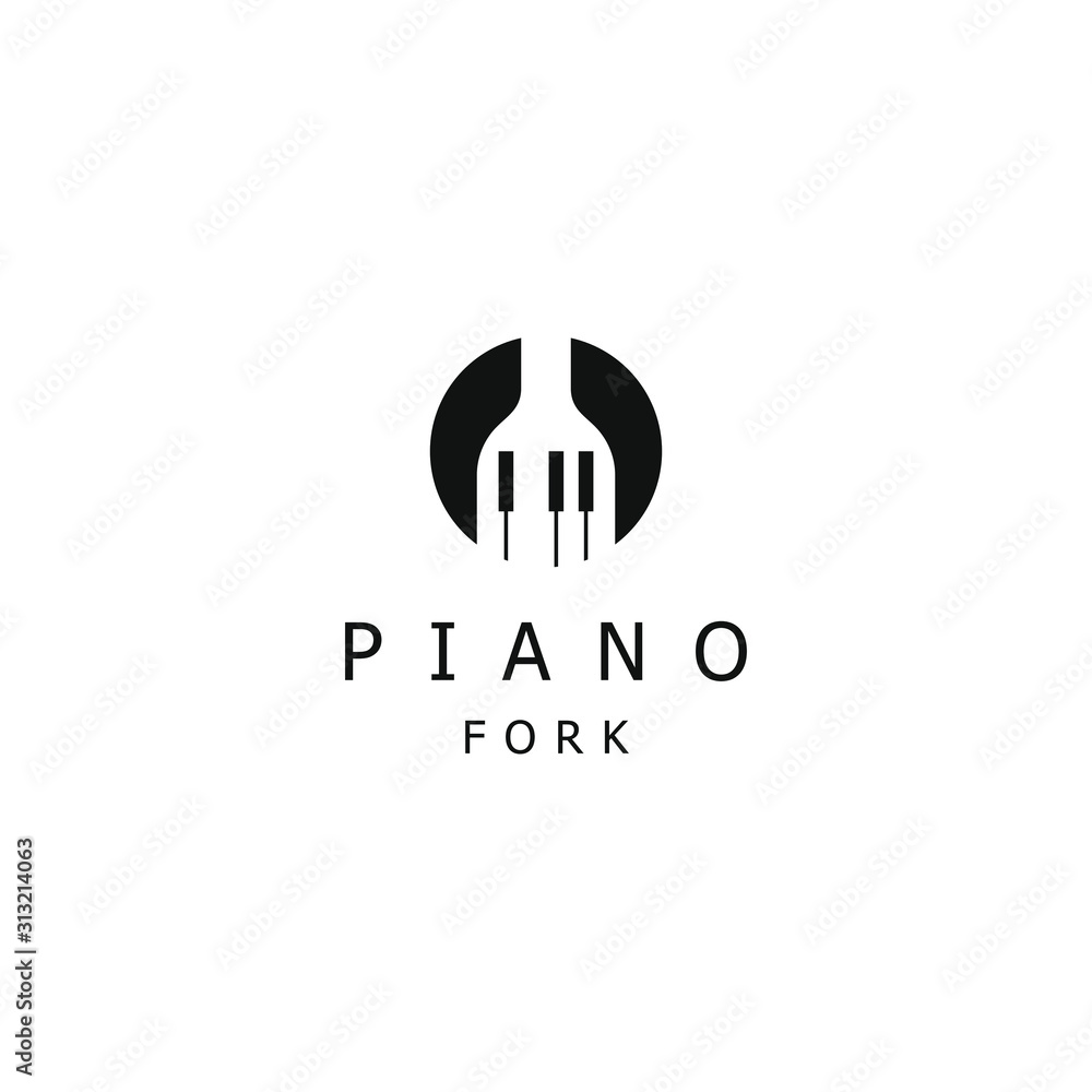 Spoon piano logo design template. Piano logo design. Spoon logo design.