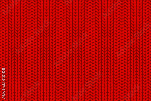 Wide Knitted fabric red backround. Seamless pattern Holiday surface design Vector repeat backdrop for Merry Christmas banner
