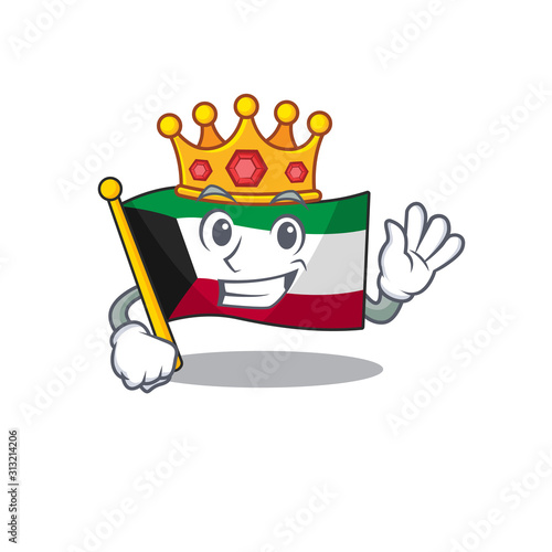 A stunning of flag kuwait stylized of King on cartoon mascot style
