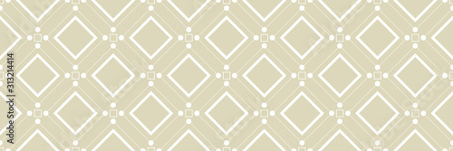 Geometric seamless pattern. Square white design on long olive green background