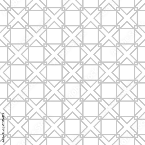 Geometric seamless pattern. Gray sqaure print on white background
