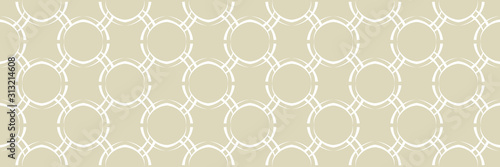 Geometric seamless round pattern. White design on long olive green background