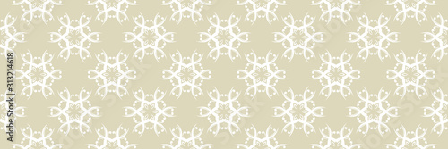Floral seamless background. White design on long olive green backdrop