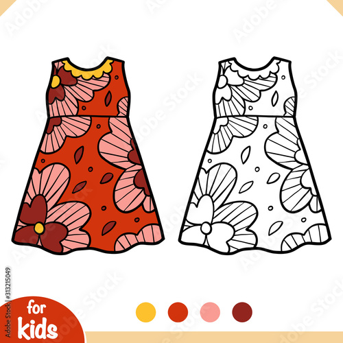 Coloring book, Dress with a flower pattern