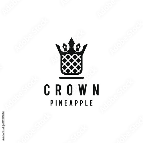 Pineapple Fruit With Crown Creative Design Element Emblem Logo Design Vector Silhoutte