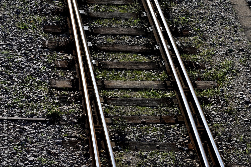 Obraz premium vintage railroad tracks, Steel railway for trains