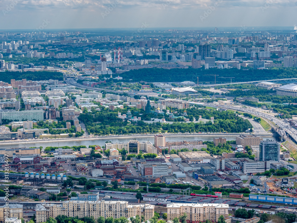 Moscow City view from top as a bird to see Russian life