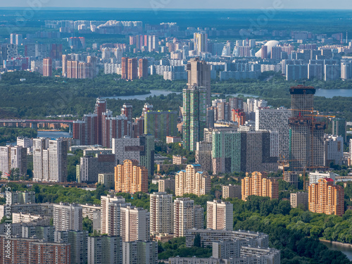 Moscow City view from top as a bird to see Russian life