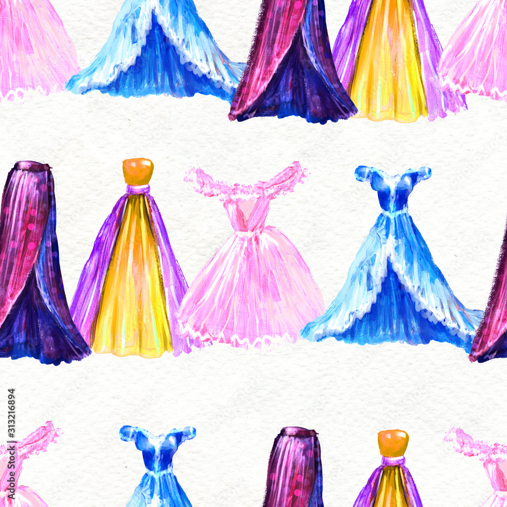 Obraz premium Fashion seamless pattern. Watercolor hand drawn background