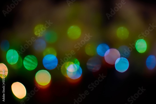 Color Blurry bokeh on a dark background