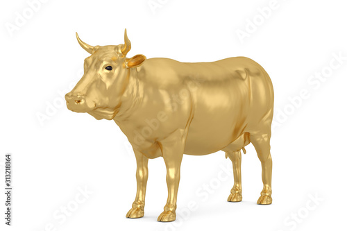 Gold Cow  Isolated on white background. 3d illustration
