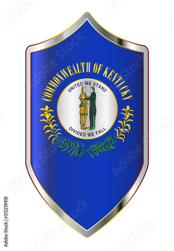 Kentucky State Flag On A Crusader Style Shield