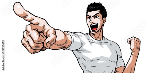 A businessman of a hard worker shouting while pointing