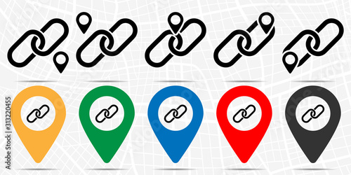 Chain, link icon in location set. Simple glyph, flat illustration element of web, minimalistic theme icons